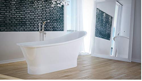 freistehende Badewanne aus Mineralguss 150x66x75 cm weiss Design GLORIA