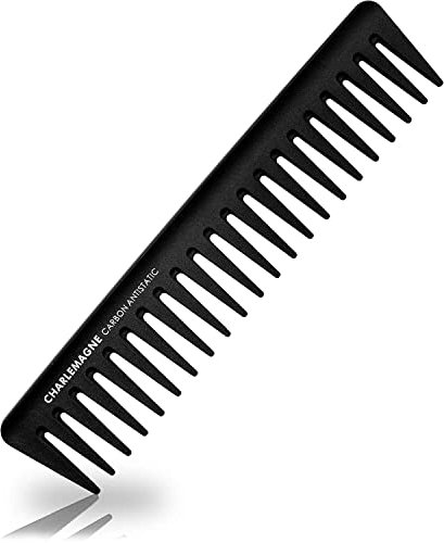 Charlemagne Carbon Hair Comb for Men - Antistatic, Shatterproof Carbon Comb for Curls & Texture Detangling - Developed by Barbers, Designed in Germany (Wide Tooth Comb)