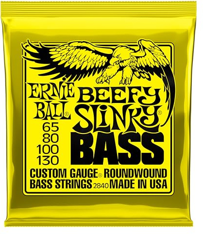 Ernie Ball Beefy Slinky Nickel Wound Bass Guitar Strings, 63-130 Gauge (P02840)