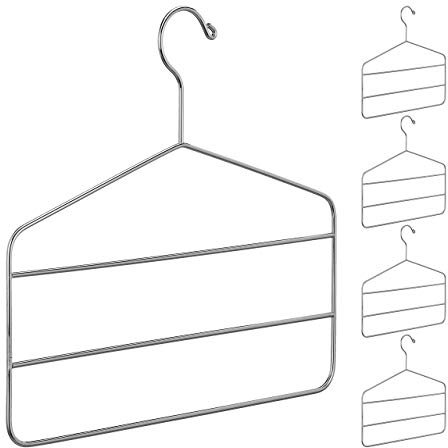 5 x Hosenbügel, Mehrfachbügel, Hosen, Röcke, Schals, edles Design, platzsparend, 4 mm, Metall Kleiderbügel, Silber