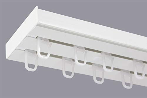 KARPOL Double Curtain Rail Track PCV Ceiling SET with HOOKS 300cm
