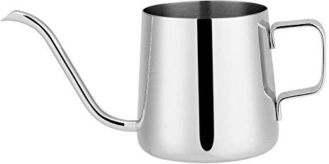 Kaffeekanne Wasserkocher Teekanne Edelstahl Kleine Teekanne Edelstahl Teekanne, 250ml/350ml Edelstahl Tropf Kaffeekanne Langer Schwanenhals Auslauf Kessel Tasse Tee Werkzeug Für Büro(350 Ml Silber)