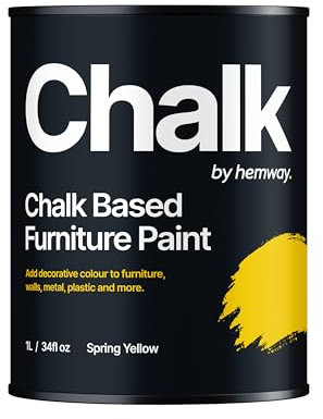 Chalk Based Furniture Paint, Spring Yellow 1L, Matt Finish Shabby Chic, Chalk Paint Furniture & Walls, Quick Dry & 1 Coat, Hemway