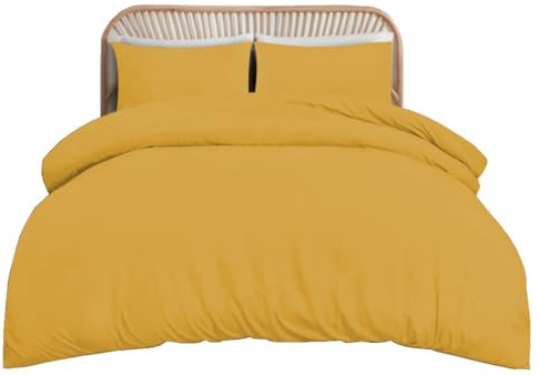 funky gadgets Juego de funda de edredón para cama doble, microfibra cepillada suave, con fundas de almohada, juego de funda de edredón (ocre)