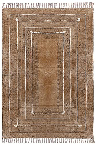 CASAVANI Handgefertigter Baumwoll-Dhurrie-Teppich Geometrisches Flachgewebe Bohemian Kelim Outdoor Strand Yoga Teppich 80 x 240 cm (2,6 x 8 Fuß Läufer)