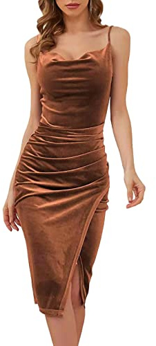 SHINROAD Dam sammetsklänning formell klänning veck delad damer smal passform rygglös kvinnor bodycon klänning för bröllop