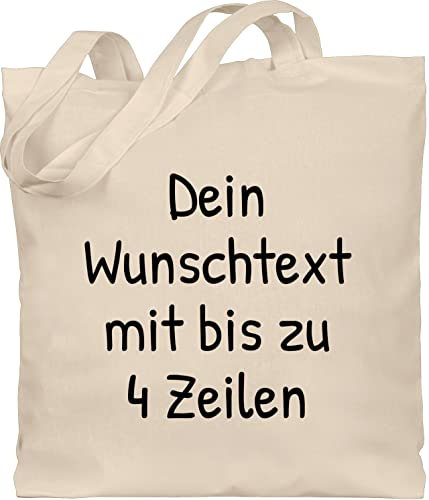 Baumwolltasche - Aufdruck selbst gestalten - Wunschdruck Text Namen I Eigener Text I Custom Text - Unisize - Naturweiß - personalisierte jutetasche stoffbeutel kindergarten wunschtext trinkgeld