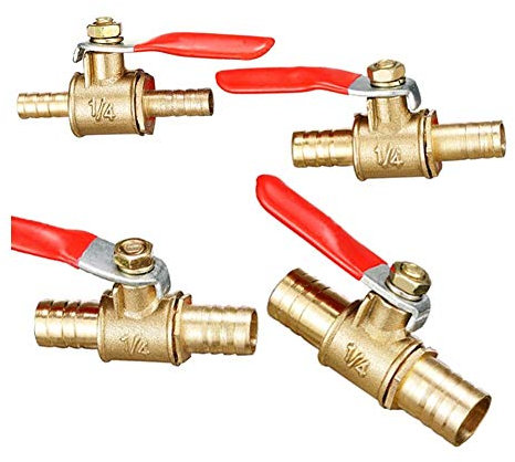 TRENTSNOOK Elektrisches Ventil 6mm-12mm Schlauchkupplung Inline Messing Wasser Öl Luft-Gas-Kraftstoff-Linie Absperr- Kugelhahn Rohrfittings Red Griff Ventil (Size : 8 Mm.)