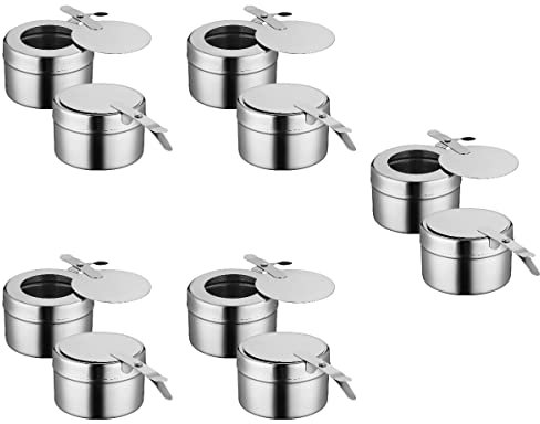 DOITOOL 10Pack Stainless Steel Fuel Holders, Chafing Fuel Holders with Cover, Fuel Holder for Chafing Dish, and Buffet, Barbecue, Party Supplies