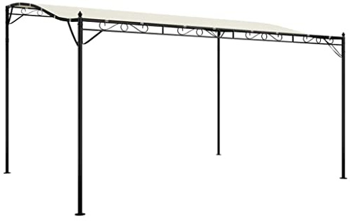 vidaXL - Gazebo da giardino con baldacchino per feste, tenda per campeggio all'aperto, barbecue, baldacchino per feste, tettoia per patio, tenda crema 4 x 3 m, tessuto 180 g/m² e acciaio