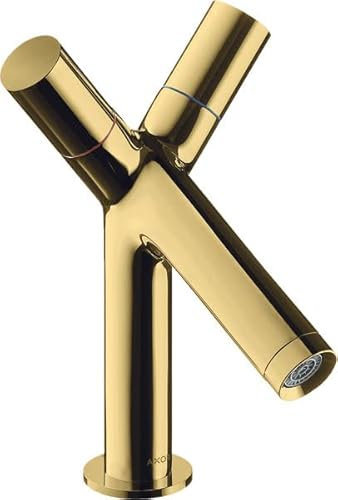 hansgrohe AXOR Starck 2-Griff Waschtischarmatur 80 mit Zugstangen-Ablaufgarnitur, 10030990, Farbe: Polished Gold Optic