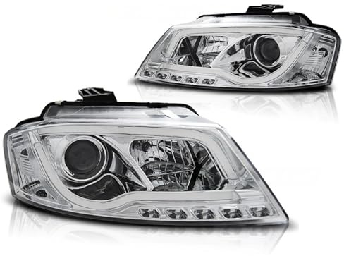LED Light Tube Tagfahrlicht Scheinwerfer in chrom für Audi A3 8P 2008-2012