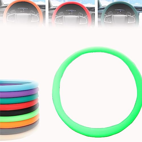 Coprivolante per auto, in silicone, antiscivolo, universale, facile da pulire (verde fluorescente)