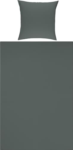 Erwin Müller Bettwäsche Traunstein Mako-Single-Jersey anthrazit Größe 1x 135x200 cm + 1x 80x80 cm