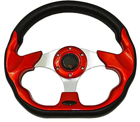 Offset Lenkrad Auto,RennlenkräDer Universal 13 320mm Racing Sportwagen Lenkrad mit Hupenknopf Kohlefaser (Color : Red)