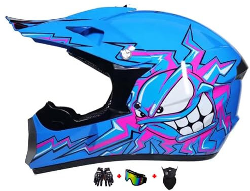 Casco de moto infantil, juventud casco de motocicleta, casco de motocross integral, casco de ciclismo para niños, cascos integrales AVT MX cascos moto de cruz niños Quad Bike bicicleta de montaña (