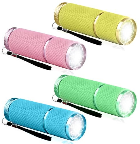 mizikuu 4 pcs Mini Lampe Torche Portable, Lampe de Poche Enfant Durable Usages Multiples Petite Lampe Poche Étanche Lanyard Led l'Éclairage Quotidien Pannes Courant Urgences Alpinisme Camping