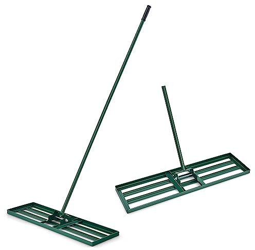 RELAX4LIFE Rasen-Nivellierrechen, Levelingrake Flächenebner mit 170 cm Ergonomischem Griff, Rasenrechen Metall, Rasenwerkzeug für Garten Golfplatz Hinterhof (75 x 25 cm)