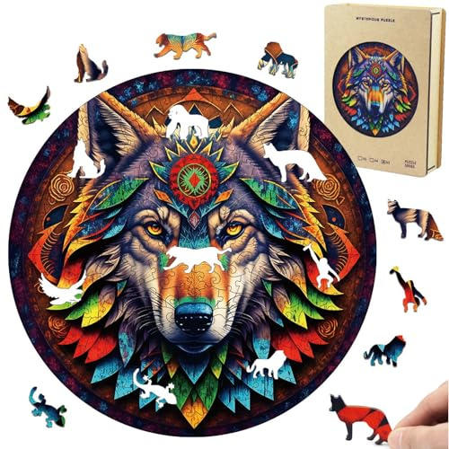 Dr. MUYA Puzzle Legno per Adulti, Puzzle in Legno del Lupo, 35 x 35 cm, 220 Pezzi, Puzzle di Forma Irregolare, Wooden Puzzle, Puzzle di Animali con Scatola Regalo in Legno