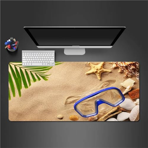 Gaming Mauspad XXL Strandseestern Großes Mauspad Schreibtischauflage mit Vernähte Kanten Einer speziellen Oberfläche verbessert Geschwindigkeit und Präzision 1200x600x3mm