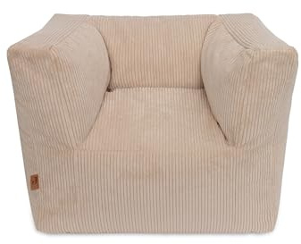 Jollein Poltrona per bambini – Corduroy Natural – Pouf per bambini – da 1 a 4 anni – per ragazzi e ragazze – Poltrona per bambini – 40 x 46 x 37 cm