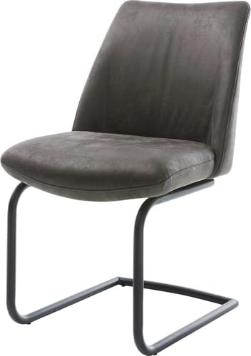 DELIFE Schwingstuhl Elso-Flex Freischwinger rund Schwarz Mikrofaser Anthrazit Vintage Taschenfederkern
