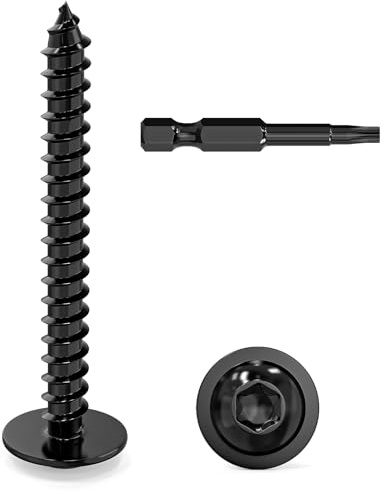 Dayalo 50 Stück Blechschrauben 4,2 x 38 mm, Flachkopf mit Scheibe Torx | Edelstahl A2 V2A, Schwarze Selbstschneidende Schrauben für Blech, Holz und Kunststoff, mit Schraubendreher Bit