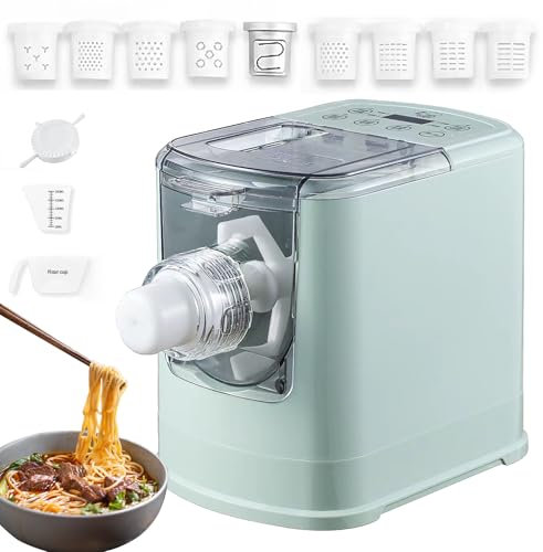 Machine à pâtes électrique, Machine à pâtes Automatique 260 W, 13 Accessoires, silencieuse 60 DB, Affichage LED, capacité 500 g, pétrissage 3 Minutes, Comprend Un Coupe-pâte et Un Moule à Ravioli