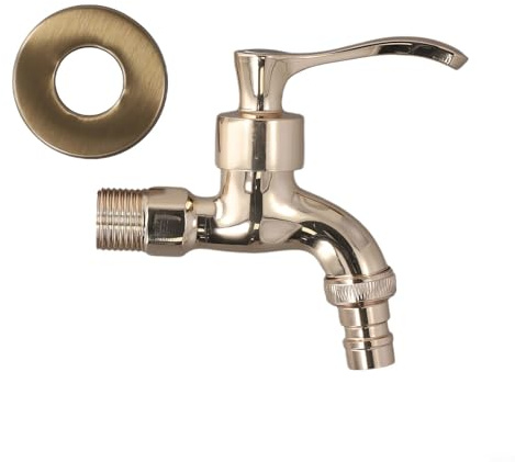 FUBESK Robinet d'extérieur de jardin vintage, robinet en bronze antique, robinet d'extérieur en bronze, kit de robinet de contrôle d'eau froide unique à fixation murale (doré)