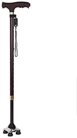 Blindkäpp ， Käppar Walking Frame Krycka fällbar käpp med justerbart LED-ljus(Brown)