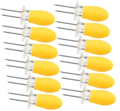 Mikikit 12pezzi Supporto Per Pannocchie Di Mais Forchetta Compatta Spiedini Per Mais Professionali Comodo Da Usare e Trasportare Per Barbecue e Attività All Aperto