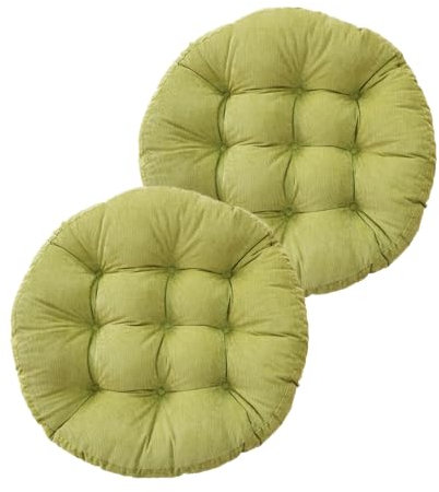 Set di cuscini rotondi in velluto a coste per sedia Acapulco, sedie in rattan, giardino, balcone, yoga, soggiorno, divano, ufficio (beige)