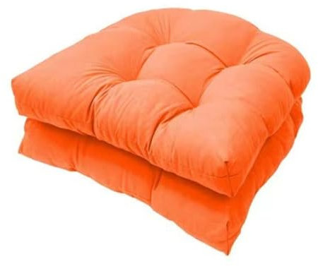 FYCYGG 2er Set Auflagen Set Stuhlauflage 48x48 cm Sitzkissen Gartenstühle Sitzauflagen Stuhlkissen Rückenlehne Auflage ﻿(Orange,Not Waterproof)