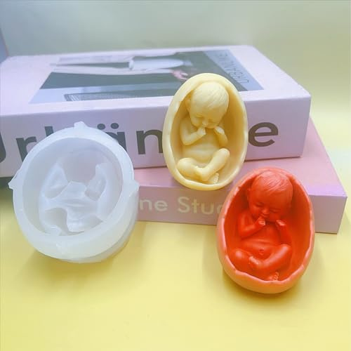 Moule 3D En Silicone, Forme De Bougie En Forme De Main De Bébé, Moule à Bougie En Silicone,Sleeping Bébé Moule, DIY Moule à Savon Fait à La Main, Pour Bougie d'Aromathérapie, Savon, Chocolat