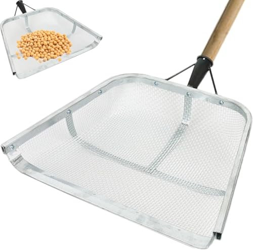 Colino per compost, grande pala da giardino in metallo, larghezza maglie 4/12 mm, setaccio per terra da giardino, pala per grani di mais, efficace setaccio ergonomico portatile in acciaio inox