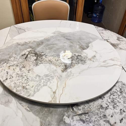 Decmiroor Plateau Rotatif en Marbre Rond, 40-100 cm Grand Plateau Tournant de Table À Manger, Plaque de Service Rotative, Assiette de Service Rotation(Multi-Colored,20/50cm)