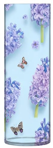 Jarrón de plástico de 11.8 pulgadas, decorativo, estético, transparente, decoración del hogar, para comedor, entrada, biblioteca, lindo jacinto azul