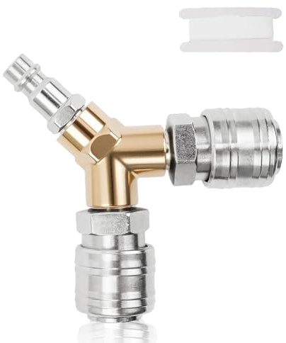 LINTRA Accesorios Compresor Aire de 2 Vías, 1/4 Tipo Y Distribuidor De Aire Comprimido, Latón Accesorios Compresor Aire con 2 Conectores de Aire Comprimido de 1/4 para el Hogar, Taller