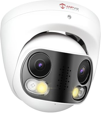 Anpviz 8MP 4K HD 180° Panorama Dual-Objektiv POE Kamera, Überwachungskamera | Zwei-Wege Audio, Personen/Autoerkennung, Audio Alarm, 512GB SD Slot, 30m IR Nachtsicht, Kein Netzteil(U Series)