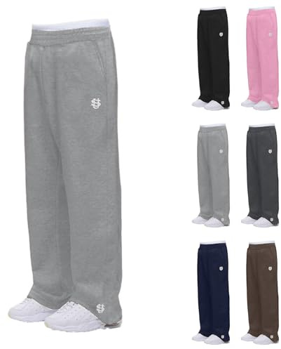 Generisch Pantalon de jogging pour homme en coton, sweatpants avec taille élastique, jambe large, pantalon de sport long, jogger pour homme, pantalon de loisirs, pour hommes, automne, hiver, Gris (01