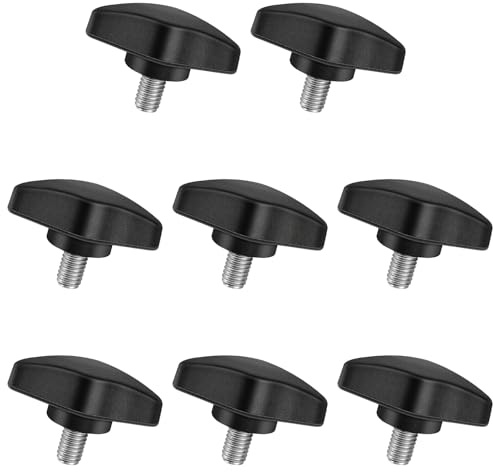 Lunhoo 8 Stück schwarze Rändelschrauben, M6 x 10 mm, T-Flügelform, Türgriffschrauben, Klemmknaufschraube, Handspannknöpfe für Ausrüstung, Sonnenschirmsockel Ersatzteile