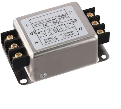 Einphasiger 2-stufiger Netzfilter 250V CW4L2 Serie 3A/6A/10A/20A-SR Elektromagnetische Störunterdrückung Kompaktes Design Für Haushaltsgeräte Automatisierung Datenkommunikation Silber(20A)