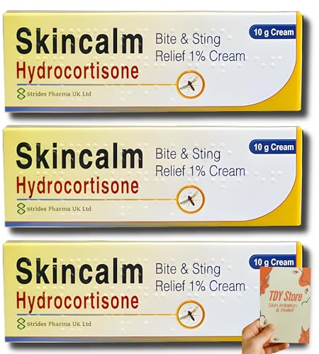 Hydrocortisone Cream 1% w/w Bite and Sting Cream, Mosquito and Bee Sting Treatment, Itchy Skin and Redness Solution, 3 x 10g Tubes - TDY Bundle Including Skin Relief Guide