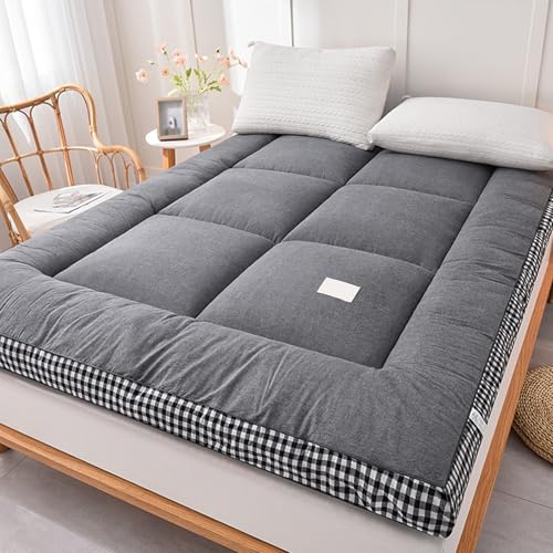 Generico Materasso Futon Giapponese, Materasso Futon Spesso, Pieghevole E Arrotolabile, Trapuntato, Morbido E Confortevole, Per Letti per Gli Ospiti, Viaggi E Campeggio(Gray,200x220cm)