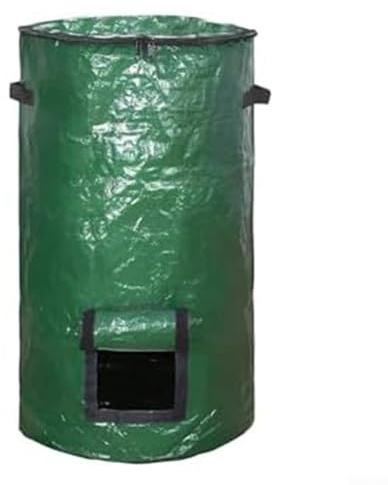 Sacchetti per compost da giardino, capacità 10 litri, pieghevoli e lavabili con cerniera superiore e finestra laterale per un facile accesso, realizzati in resistente tessuto PE con fondo rinforzato