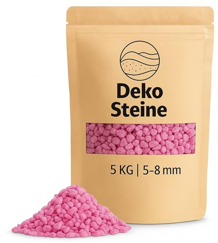 Decorative Granules Pink as Coloured Scatter Decoration – 5 kg Small Decorative Stones Diameter 5-8 mm for Glasses, Vases