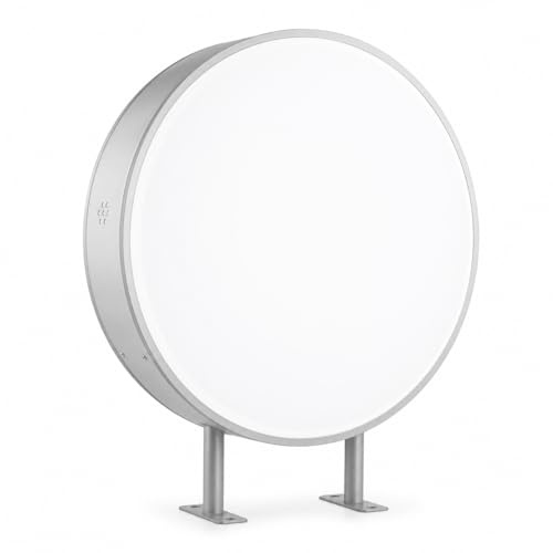 Projecting Light Box Sign 60cm Round Double-Sided LED Projection Sign Outdoor Waterproof Wall Mounted Circular Illuminated Logo Light for Supermarket, Restaurant, Clothing Store, etc.