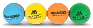 SPORTSPET Mini Bounce Ball Premium Hundebälle aus Naturkautschuk für Welpen und Katzen (4er Pack) (45mm)