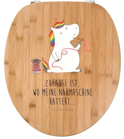 Mr. & Mrs. Panda Motiv WC Sitz Einhorn Näherin - Geschenk, Unicorn, Toilette, Einhörner, Klobrille, Klodeckel, Einhorn Deko, Toilettendeckel, nähen,