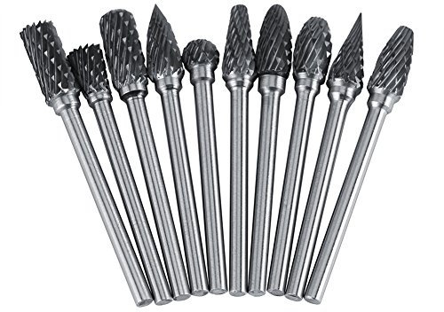 Jeu De Fraises En Carbure Fichiers Rotatifs Acier Au Tungstène 10pcs Diamètre Tête Pour Fraise 3mm Tige 6mm La Perceuse à Découper Découpage Métal Polissage Gravure Perçage(double Cut)